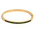 18K vergulde roestvrijstalen armband met groene vierkante kristallen op witte achtergrond - Goud-Groene Zirkonia