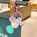 Purple Mickey-shaped liquid quicksand keychain with bell and carabiner clip hook - Purple Mickey Head Milk Bean