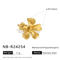 Macro detail of golden flower ring showing textured stainless steel petals and structure - Flower Shape Style (NB-R24254)