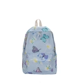 Lichtblauwe schoolrugzak met witte madeliefjes en paarse vlinderpatronen - Blauw