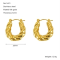 Gedrehte geometrische Creolen aus 18 Karat vergoldetem Edelstahl, 20 mm Durchmesser - Gold
