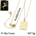 Collana in acciaio al titanio dorato con ciondolo rettangolare Sagittario - Sagittario (KN200346-KLHQ)