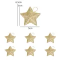 Set da 6 stelle dorate glitterate da 5cm decorazioni natalizie da appendere - Set da 6 / Oro
