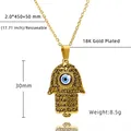 Detaillierte Größenangaben für Hand der Fatima Halskette mit bösem Blick in 18K Vergoldung - 18K Gold / Gold