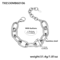 Bracelet à maillons épais en acier inoxydable argenté avec fermoir mousqueton et chaîne - 18+6cm / Bracelet Argent