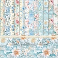 Turquoise blue scrapbook paper pad 6x6 inch 160gsm cardstock with floral designs - R2420 24 Sheets