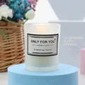 Freesia scented soy wax candle in ivory frosted glass jar with handmade label - Frosted Ivory - Freesia