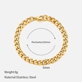 Poliertes 6mm goldvergoldetes Edelstahl-Cuban-Armband mit 165mm Umfang für Damen - 6MM-16.5CM / Gold