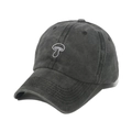 Berretto da baseball in cotone grigio scuro lavato con ricamo a fungo bianco sul davanti - 56cm-60cm / Nero
