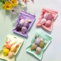 Set of four colorful makeup sponges in purple, pink, yellow and green sets for dry and wet use - 7-Piece Dopamine Color Bagged Set