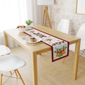 Chemin de table de Noël avec imprimé JOY et bordure à carreaux rouges et noirs - XKZQ-08 (Buffalo Plaid JOY Cloche) / 180x33cm