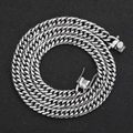 7mm silberne Gliederkette aus Edelstahl im Cuban-Stil mit hochwertigem Kastenverschluss - Stahlfarben (7mm Breite) / Halskette 20 Zoll (Länge 50,80 cm)