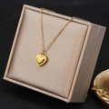Minimalist gold heart pendant necklace with beaded edges on a beige jewelry gift box - Beaded Heart Pendant (26A06011-10) / Gold