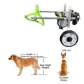 Carrello per cani XL con telaio in metallo argentato e cinghie verdi per animali grandi - L Allargato