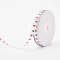 White Christmas ribbon roll with red and green tree print for festive gift wrapping - Polyester Christmas Tree White / 1cm*10 Yards/Roll