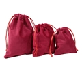 Three sizes of burgundy velvet jewelry pouches with double drawstring closure - Small (8×9.8cm) / Rose Red