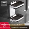 Translucent gray double-layer adhesive soap dish rack with drainage for wall mounting - Double Drawer 1 Pc / Translucent Gray