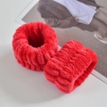 Soft red plush microfiber wrist washbands for face washing to prevent water dripping - Red Wristband 2-Piece Set (29#)