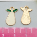 Ciondolo a pera in smalto oro e bianco per creazione gioielli con scala di misura - 1 Pezzo Pera Albicocca 17x11mm