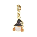 Pendentif de sorcière Halloween dorée avec chapeau noir et détails violets pour bijoux DIY - Sorcière (Fermoir à Ressort)