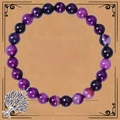 Detail of natural agate bead bracelet with Tree of Life charm on a teacher gift card - Purple Agate Bracelet