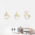 Nordisches Gold-Spiegel-Kaffeetassen-Wandkunst-Set für moderne Küche und Café-Deko - Dreiteiliges Set / Gold