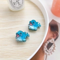 Mini sky blue cartoon dolphin acrylic hair clip for girls with a smooth glossy finish - Dolphin (Pair)