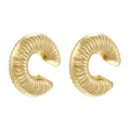 Boucles d'oreilles créoles dorées en forme de C avec motif texturé en spirale ondulée - VE1158 Texture Ondulée-Or
