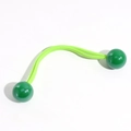 Green candy-colored elastic hair tie with dual bands and glossy resin beads for ponytails - Knot Double Bead / Green
