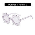 Kids flower sunglasses in glitter purple with round lenses for girls and boys - Transparent Purple Glitter Frame Purple Lens