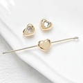 Macro detail of 18k gold plated heart spacer beads with clear zircon stones for DIY jewelry - 1# 18K Gold - Clear Zircon