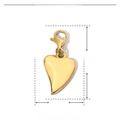 Technical dimensions of the heart shaped stainless steel pendant with clasp details - Gold Intertwined Heart (YF122)