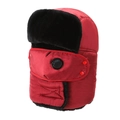 Cappello da aviatore invernale rosso con pelliccia sintetica e maschera traspirante - Borgogna
