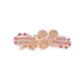 Rose gold hair clip with pink and champagne crystals in a sweet floral bow design - Champagne