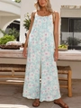 Mono de verano con estampado floral y delicado borde de encaje blanco en el dobladillo - S / Azul claro