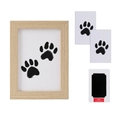Pet paw print keepsake kit with wooden frame, ink pad, and imprint display cards - 5 Inch (With Ink Pad) / Natural Wood Color
