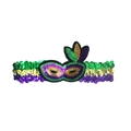 Sparkling green gold and purple sequined Mardi Gras headband with masquerade mask motif - Mardi Gras Sequin Armband/Headband-Mask Style B