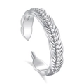 Adjustable S925 silver feather ring with sparkling cubic zirconia inlay for couples - Adjustable Open / Women's Style (FDJZ-310)