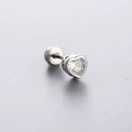 Polished silver titanium steel screw back stud earring with heart zircon stone - A45-1# White (Single Piece)