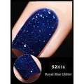 Macro detail of royal blue reflective glitter nail polish gel with sparkling diamond effect - 8ml / Royal Blue SZ16