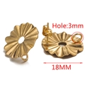 Detailed view of 18mm gold floral stud earring findings with 3mm hole for DIY jewelry - Gold B (18MM)