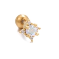 Gouden oorsteker met regenboog zirkonia en sprankelende geometrische accenten - EGD0144 Goud