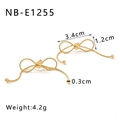 Detailansicht der goldenen Schleifenohrringe mit Maßen und 3,4 cm Breite Modell NB-E1255 - Gold (NB-E1255-G)