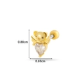 Goldener Bären-Ohrstecker mit Herz-Zirkon, Abmessungen von 0,88 cm mal 0,69 cm - 5# Bär hält Herz - Gold