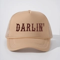 Cappello trucker beige vintage con ricamo DARLIN' e retro in rete traspirante - Regolabile / Tutto Cachi