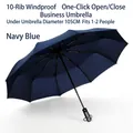 Automatic navy blue 10-rib windproof folding umbrella with 105cm large canopy - Large 10-Rib Automatic / Enlarged Navy Blue