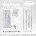 Set de 4 bolígrafos de gel blanco RosyPosy estilo ballet con cintas decorativas - 4 Piezas/Juego / Blanco