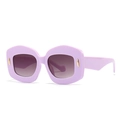 Lavender irregular polygon oversized sunglasses with gradient lenses and gold accents - C5 Purple Light Tea