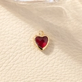 Classic red heart crystal pendant with gold-plated copper frame for DIY jewelry making - Dark Red