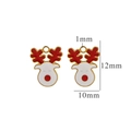 Christmas reindeer pendant in red and white enamel with 18K gold plating for DIY jewelry - Reindeer Head
